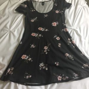 Grey floral skater dress